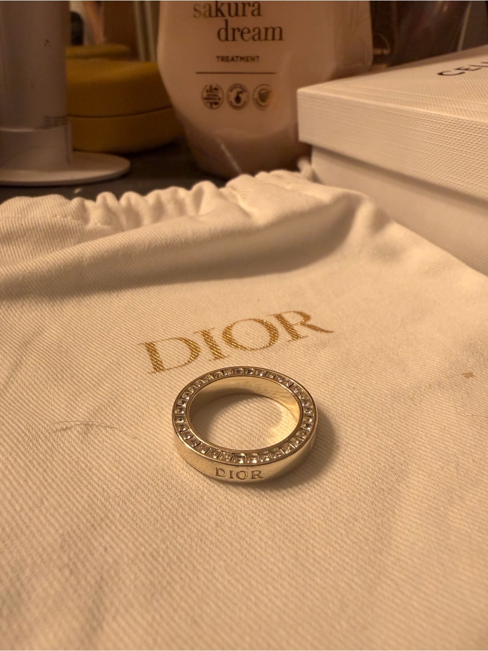 Dior Gold Crystal-Trim Band Ring